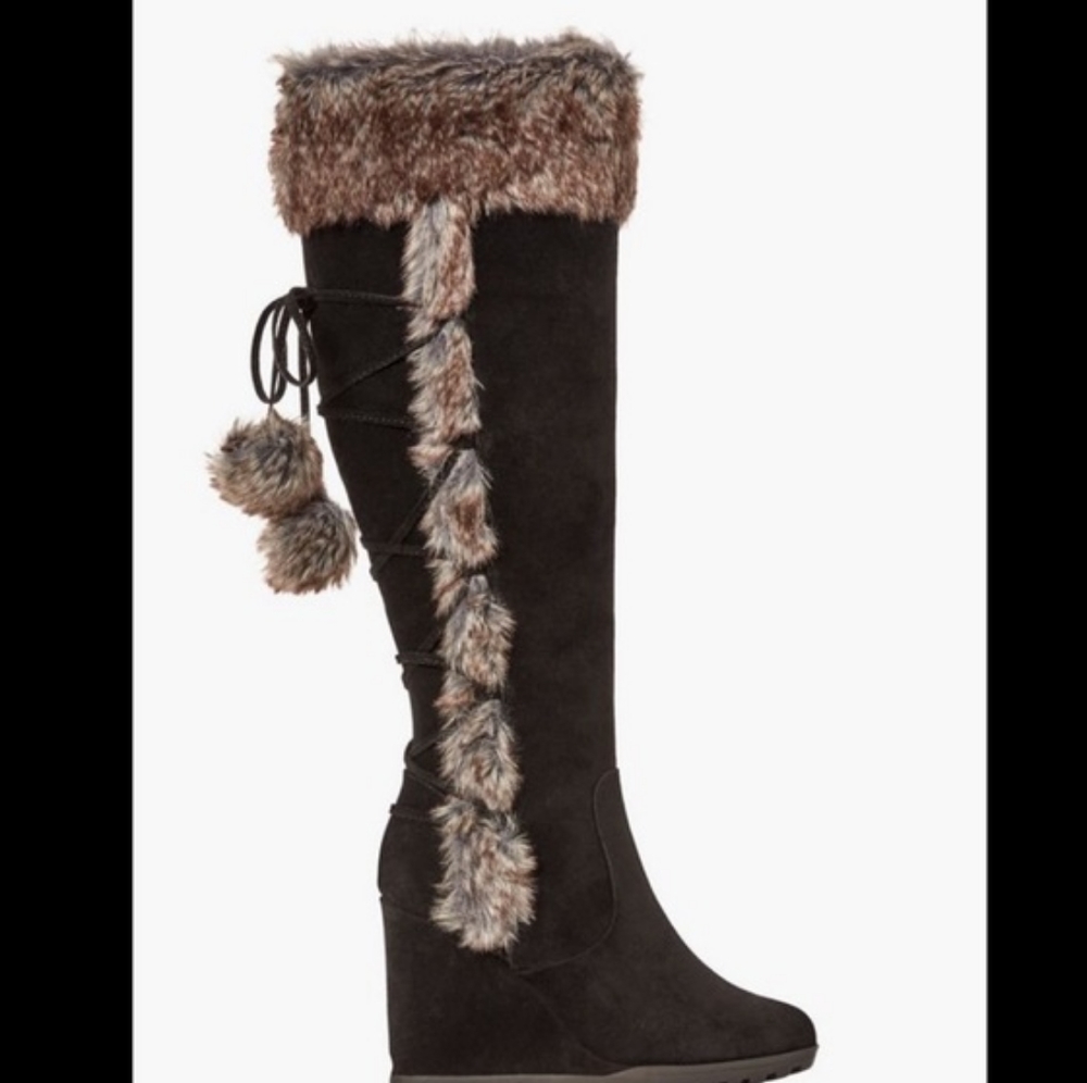 Cynthia Faux Fur Wedge Boot